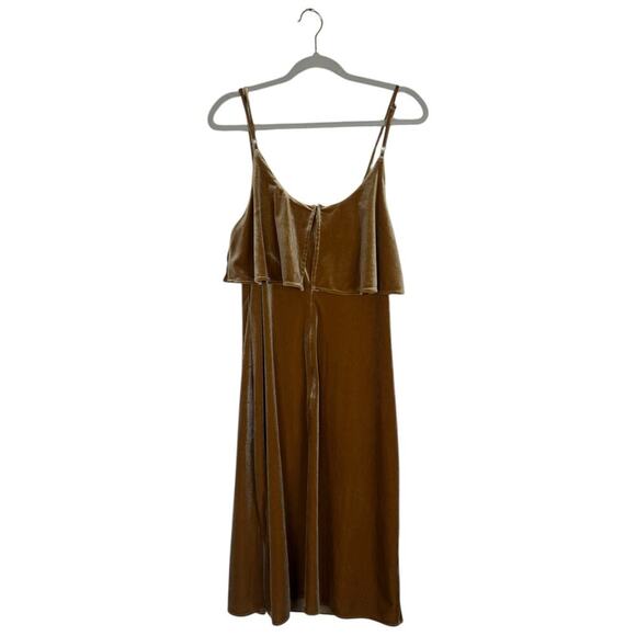 ELLIATT Gold Velvet Velour Midi Ruffle Cocktail Dress Revolve Size Large Party - Picture 3 of 8